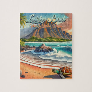 Laniakea Oahu Hawaii tropical watercolor colourful Jigsaw Puzzle