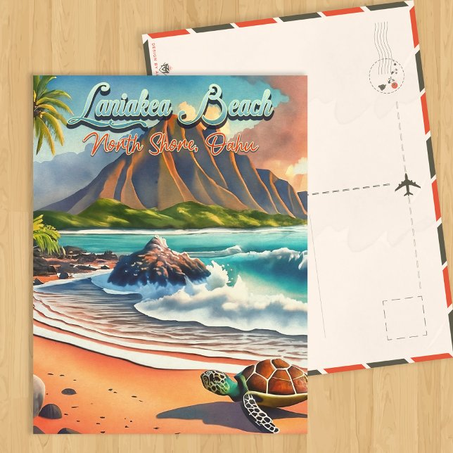 Laniakea Oahu Hawaii tropical watercolor colourful Postcard (Creator Uploaded)