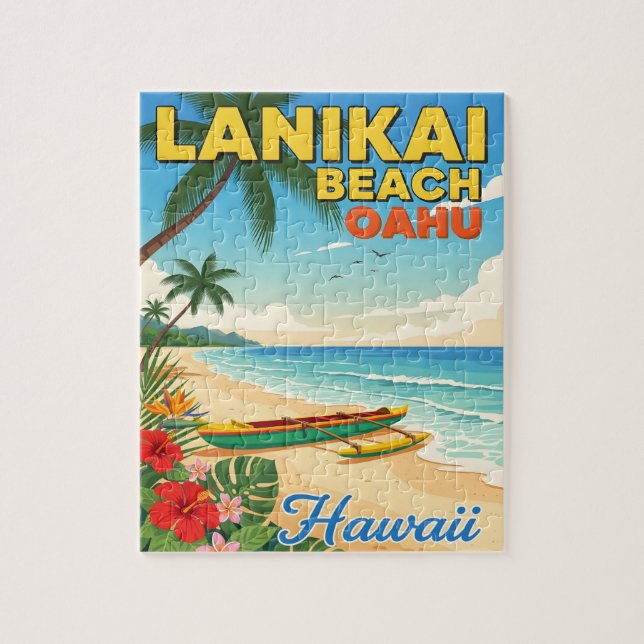 Lanikai Beach, Hawaii – Tropical Canoe Jigsaw Puzzle (Vertical)