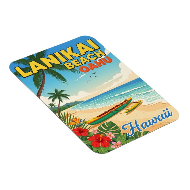 Lanikai Beach, Hawaii – Tropical Canoe Magnet (Right Side)