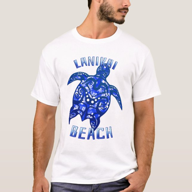 Lanikai Beach Hawaii Vacation Tribal Turtle T-Shirt (Front)