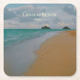 Lanikai Beach, Oahu, Hawaii Square Paper Coaster