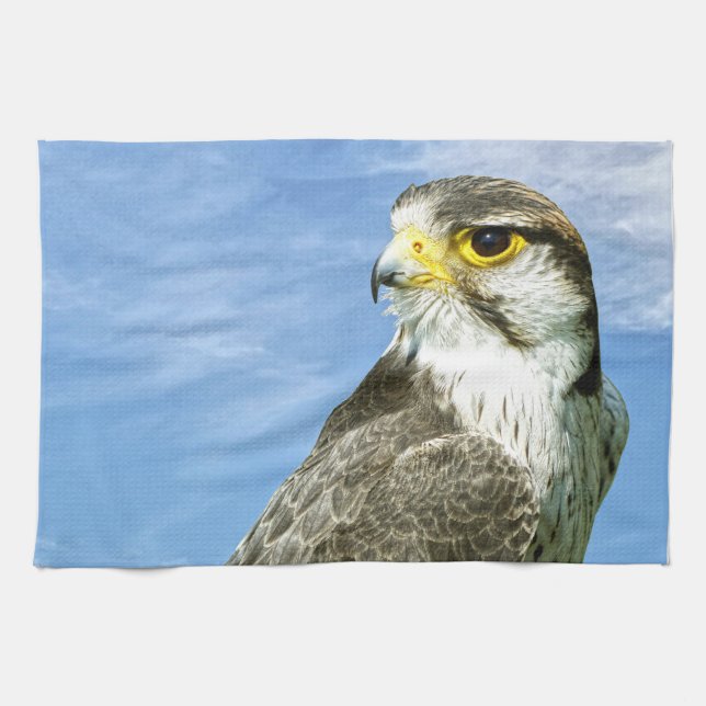 Lanner Falcon perched Tea Towel (Horizontal)