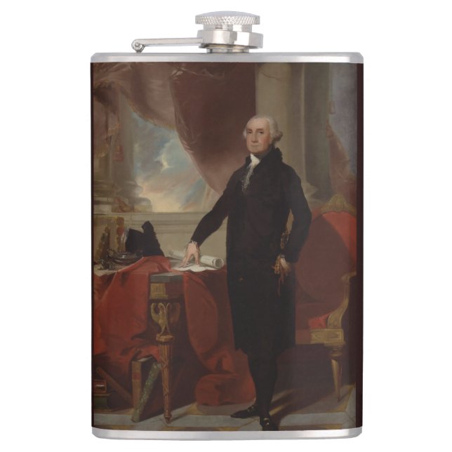 Lansdowne Portrait: US President George Washington Hip Flask (Front)