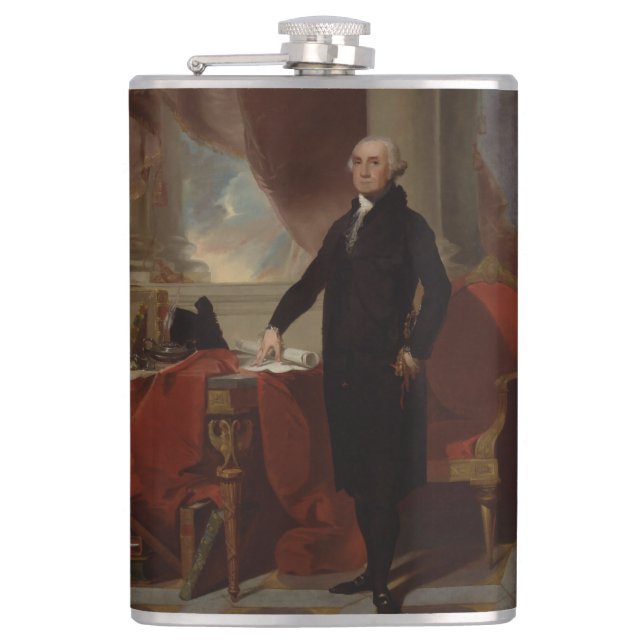 Lansdowne Portrait: US President George Washington Hip Flask (Front)