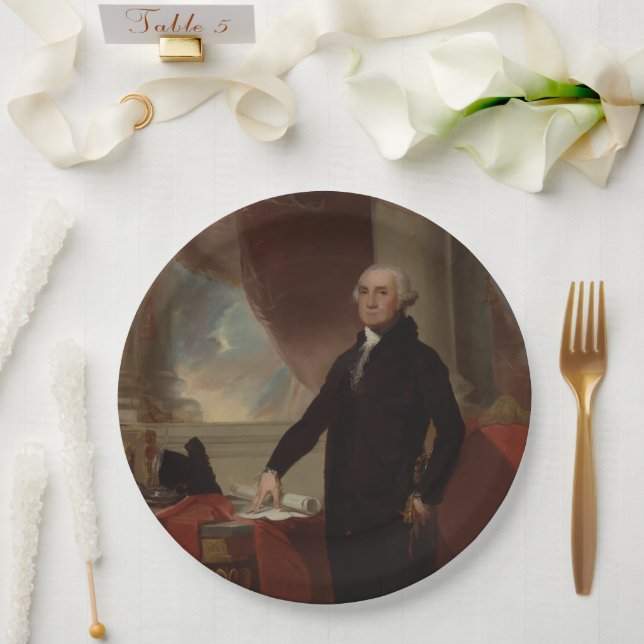Lansdowne Portrait: US President George Washington Paper Plate (Wedding)