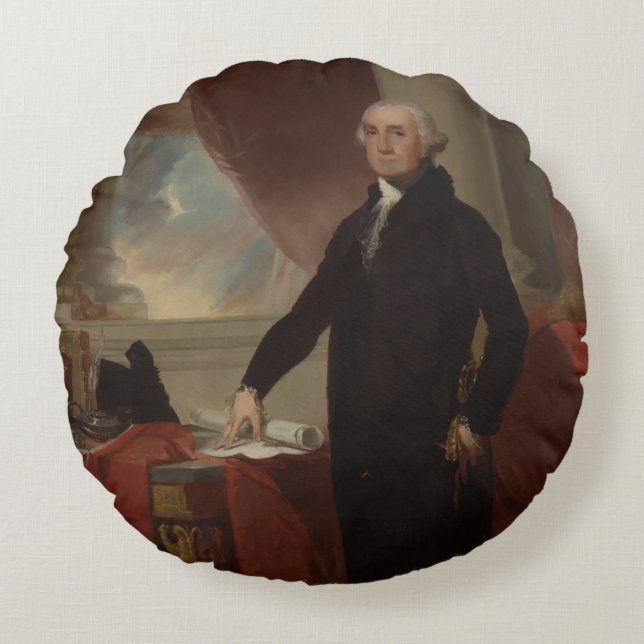 Lansdowne Portrait: US President George Washington Round Cushion (Front)
