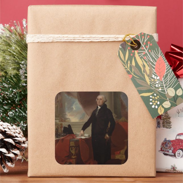 Lansdowne Portrait: US President George Washington Square Sticker (Holiday)
