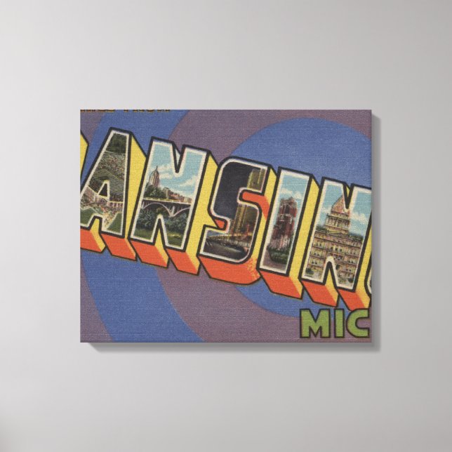 Lansing, Michigan - Large Letter Scenes 2 Canvas Print (Front)