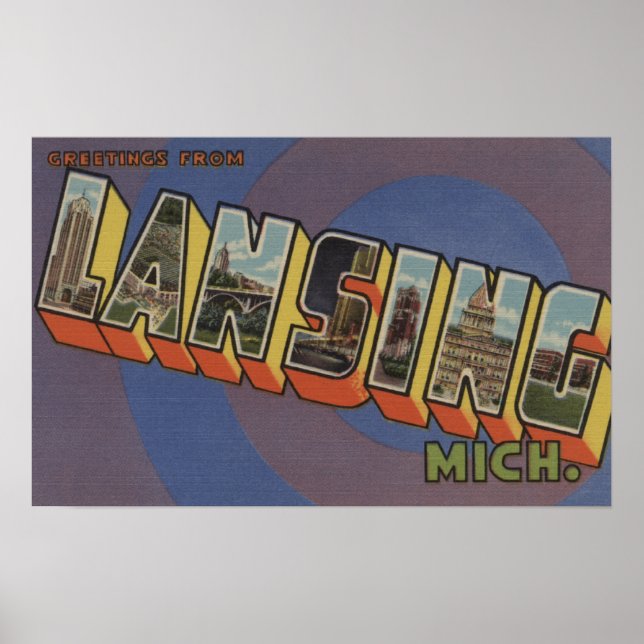 Lansing, Michigan - Large Letter Scenes 2 Poster (Front)
