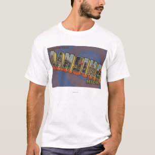 Lansing, Michigan - Large Letter Scenes T-Shirt