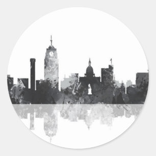 LANSING, MICHIGAN SKYLINE CLASSIC ROUND STICKER