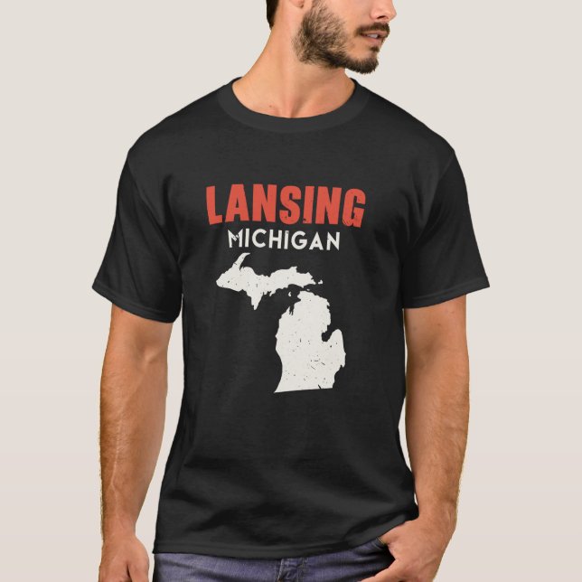 Lansing Michigan USA State America Travel Michigan T-Shirt (Front)