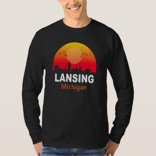 Lansing Michigan Vintage Sunset Retro City State U T-Shirt