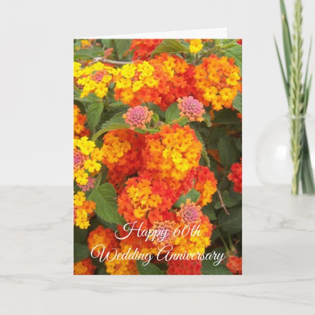 Lantana Personalised 60th Wedding Anniversary Card (Front)