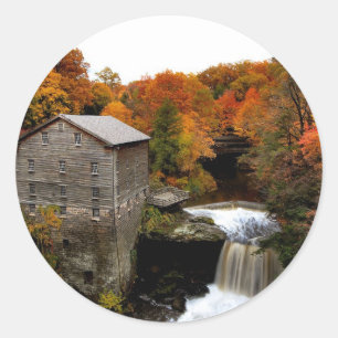 Lanterman's Mill in Autumn Classic Round Sticker