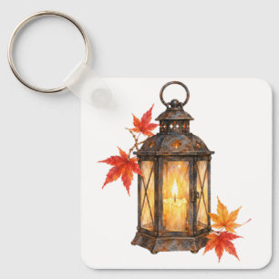 Lantern and Autumn Leaves Key Ring