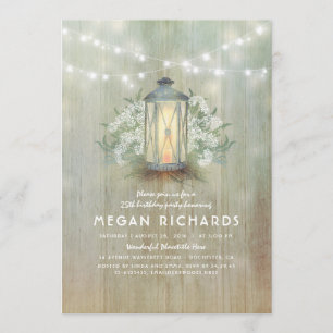 Lantern and Baby's Breath Rustic Birthday Party Invitation
