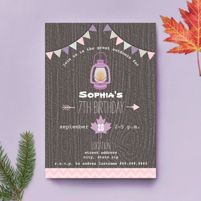 Lantern Camping Outdoors Wilderness Birthday Party Invitation (Creator Uploaded)