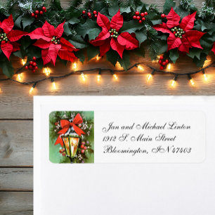Lantern Christmas Red Personalise Return Address