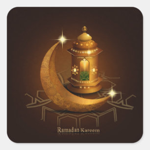 lantern Crescent < Ramadan kareem > Square Sticker