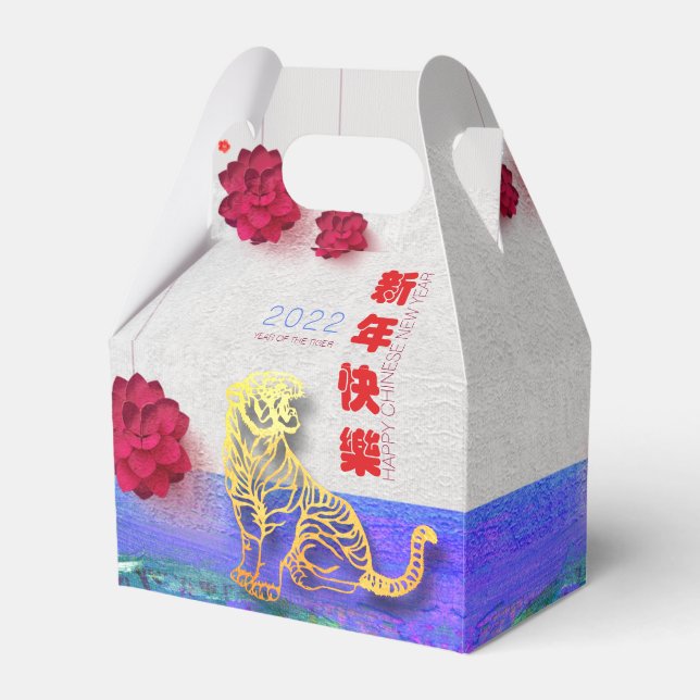 Lantern Flower Chinese Water Tiger New Year 2022 F Favour Box (Front Side)
