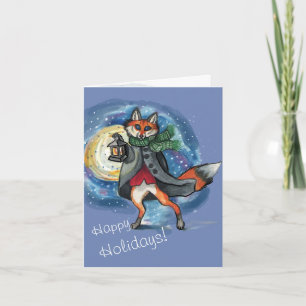 Lantern Fox in the Snow~holiday card