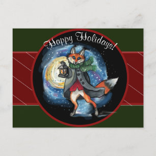 Lantern Fox Welcome Holiday Postcard