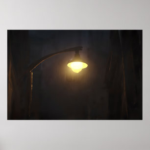 Lantern in the Rain – Moody Streetlight Poster