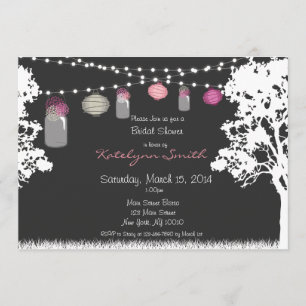 Lantern & Mason Jar Wedding Shower Invitation