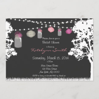 Lantern & Mason Jar Wedding Shower Invitation