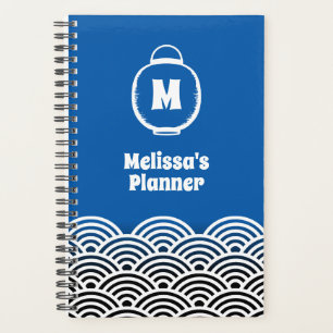 Lantern Monogram and Japanese Wave Pattern Planner