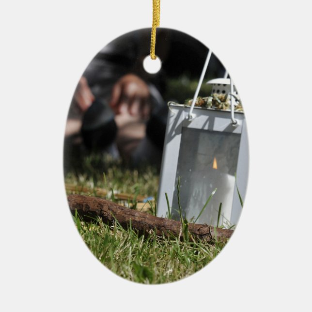 Lantern of light ceramic tree decoration (Front)