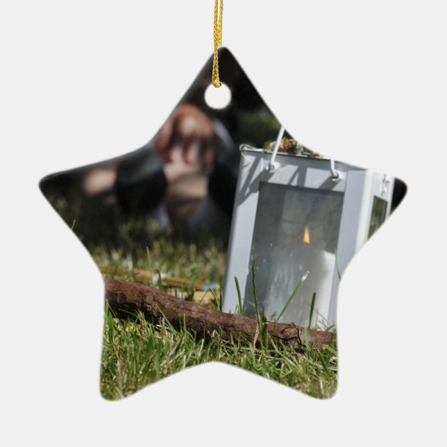 Lantern of light ceramic tree decoration (Front)