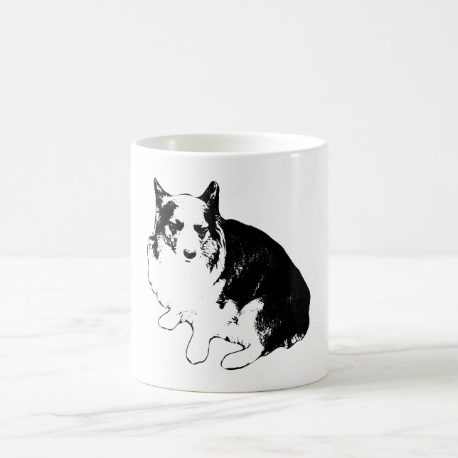 Lantern-Porch Corgi Sips Coffee Mug (Center)