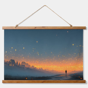 Lantern Sky – Magical Halloween Night Wall Poster Hanging Tapestry