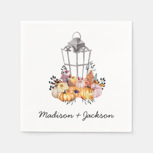 Lantern Watercolor Autumn Personalised Napkin