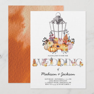 Lantern Wedding Watercolor Autumn Invitation