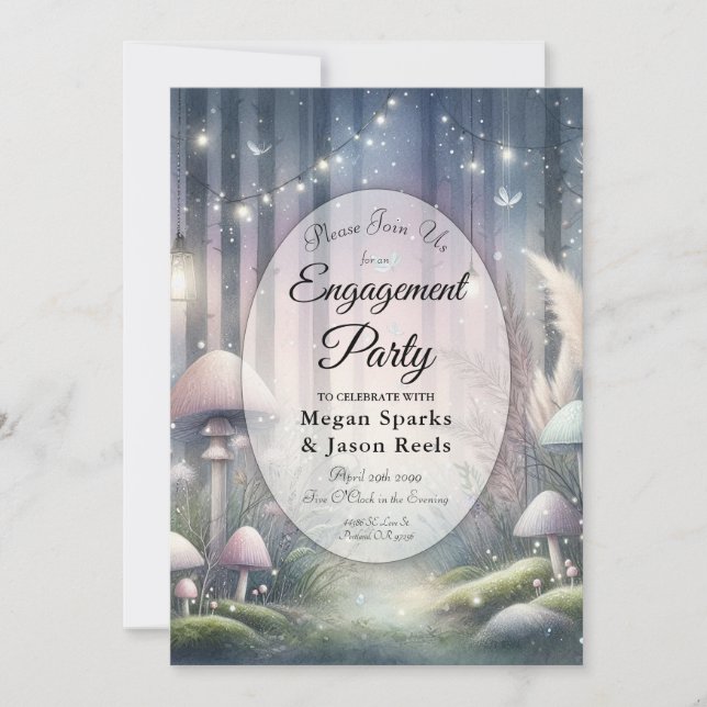 Lanternlight Dreams Enchanted Forest Engagement  Invitation (Front)