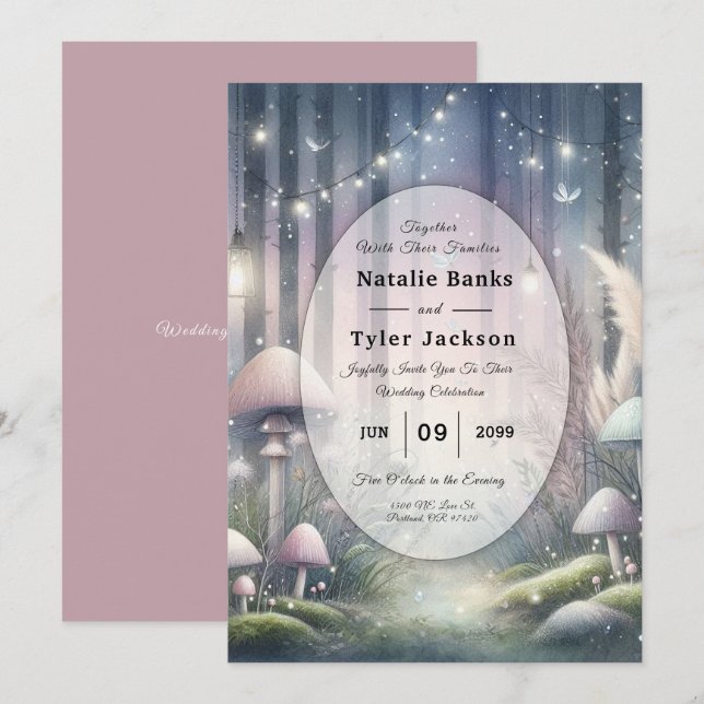 Lanternlight Dreams Enchanted Forest Wedding Invitation (Front/Back)