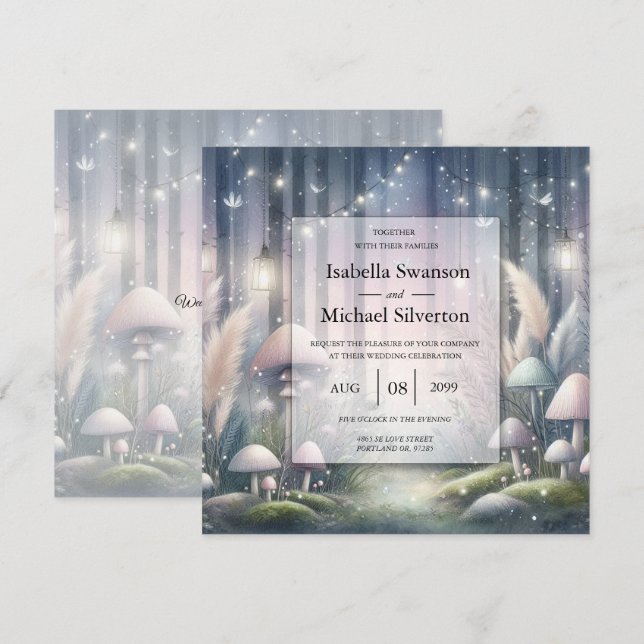 Lanternlight Dreams Enchanted Forest Wedding Invitation (Front/Back)