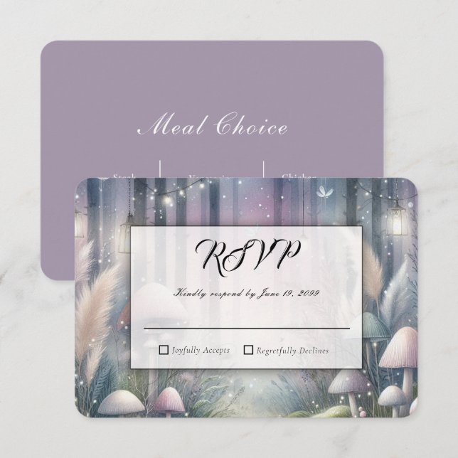 Lanternlight Dreams Enchanted Forest Wedding RSVP Card (Front/Back)