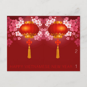 Lanterns Hao Dao Happy Vietnamese New c Year HPC Holiday Postcard