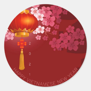 Lanterns Hao Dao Happy Vietnamese New c Year RS Classic Round Sticker