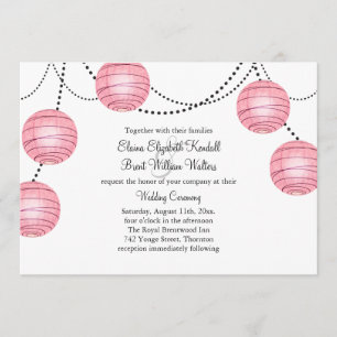 Lanterns in Pink Wedding Invitation