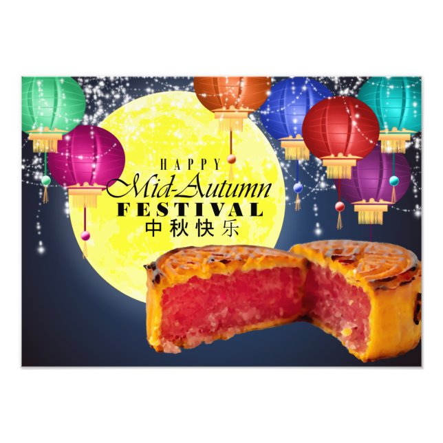 Lanterns, Moon, and Mooncakes Photo Print (Front)