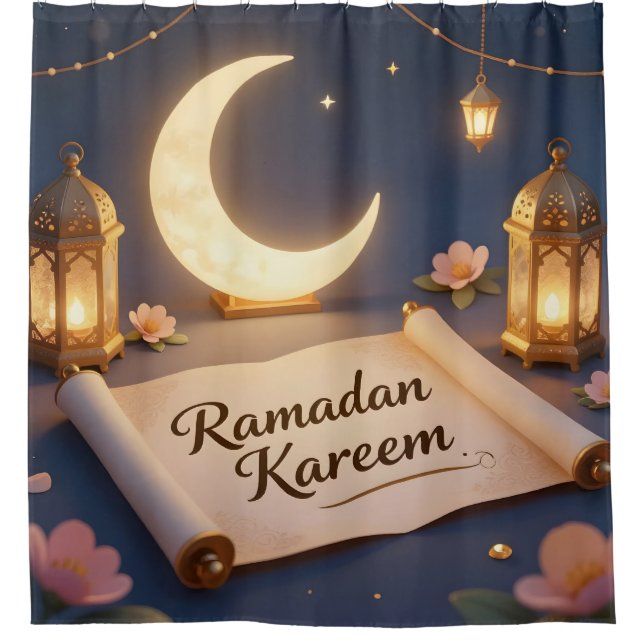 Lanterns Of Blessing – Glowing Lantern Art Shower  Curtain (Front)