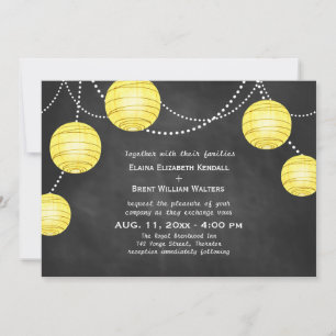 Lanterns on Chalk Wedding Invitation in Yellow