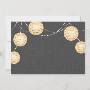 Lanterns on Grey Burlap Invitation
