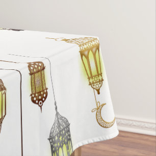 Lanterns Ramadan Mubarak Oriental Arabian Muslim Tablecloth